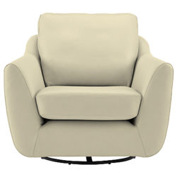 G Plan Vintage The Sixty Seven Leather Swivel Armchair, Capri Chalk